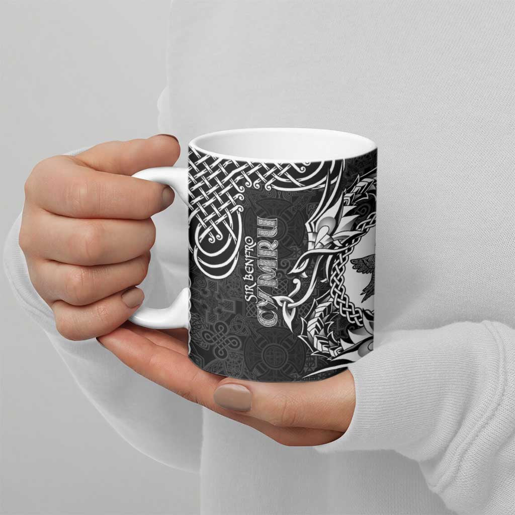 Personalized Pembrokeshire Sir Benfro Ceramic Mug Black Puffin Celtic-inspired - Wonder Print Shop