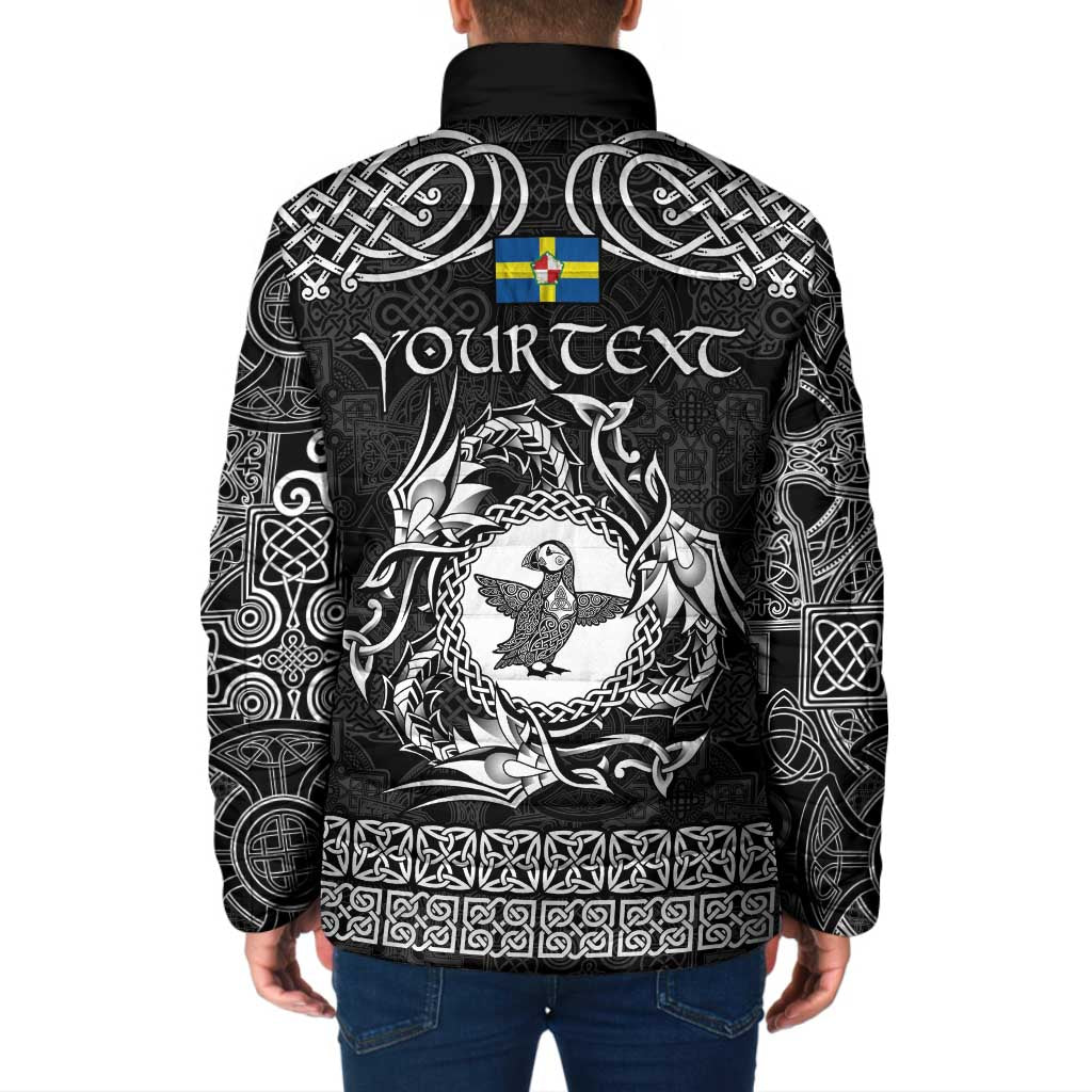 Personalized Pembrokeshire Sir Benfro Padded Jacket Black Puffin Celtic-inspired - Wonder Print Shop