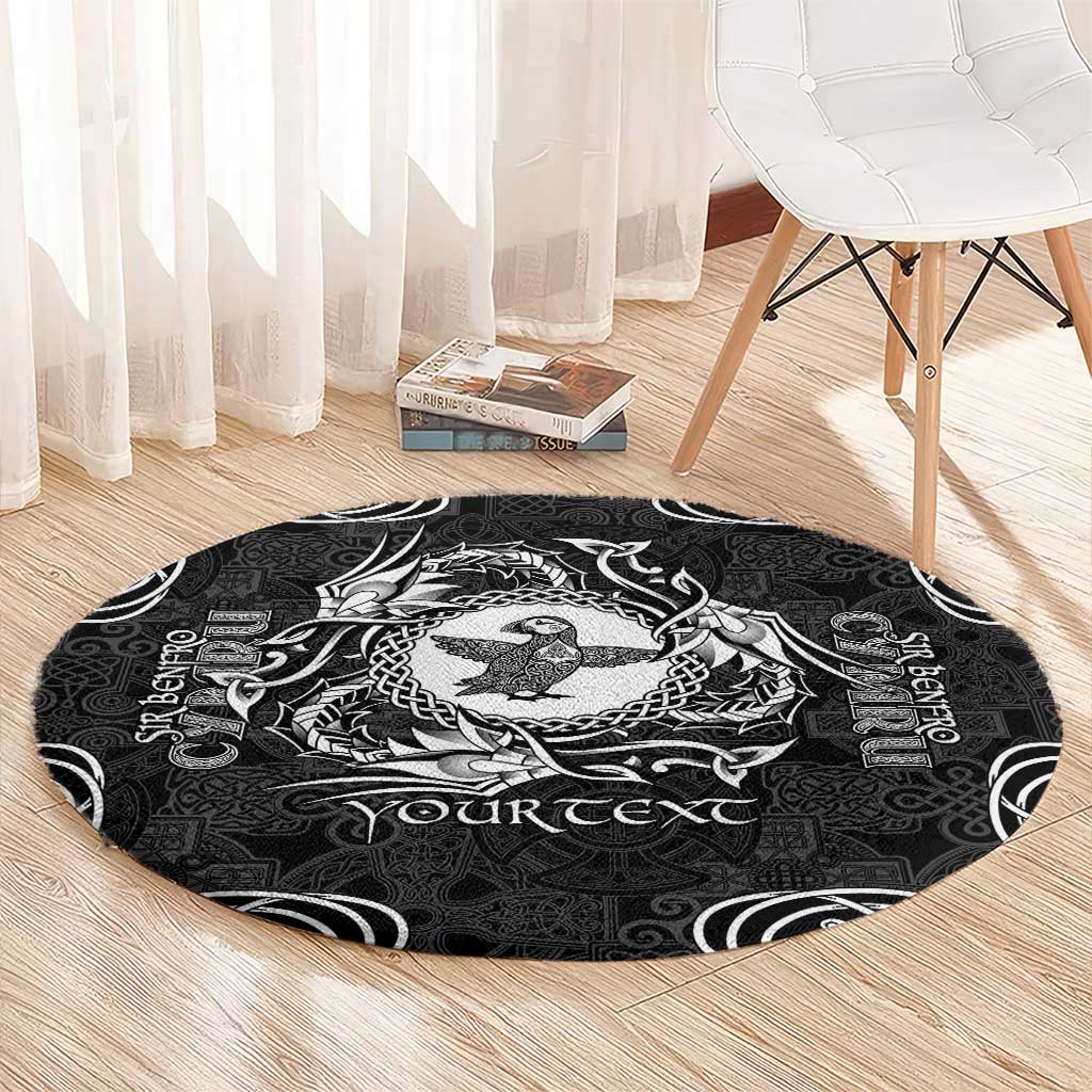Personalized Pembrokeshire Sir Benfro Round Carpet Black Puffin Celtic-inspired - Wonder Print Shop