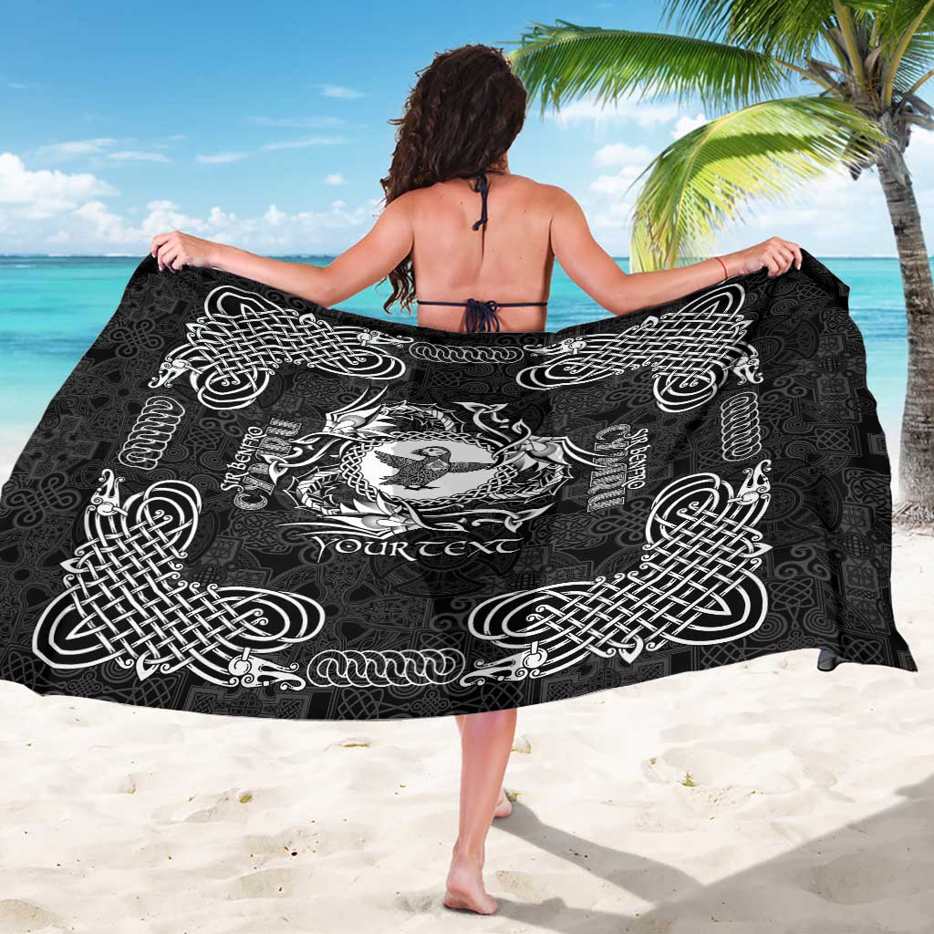Personalized Pembrokeshire Sir Benfro Sarong Black Puffin Celtic-inspired - Wonder Print Shop