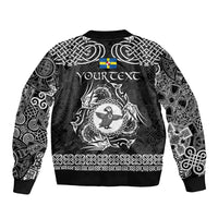 Personalized Pembrokeshire Sir Benfro Sleeve Zip Bomber Jacket Black Puffin Celtic-inspired - Wonder Print Shop