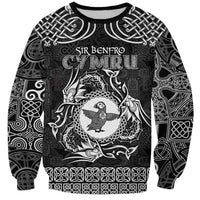 Personalized Pembrokeshire Sir Benfro Sweatshirt Black Puffin Celtic-inspired - Wonder Print Shop