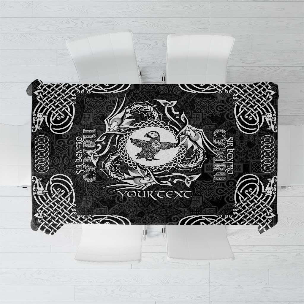 Personalized Pembrokeshire Sir Benfro Tablecloth Black Puffin Celtic-inspired - Wonder Print Shop
