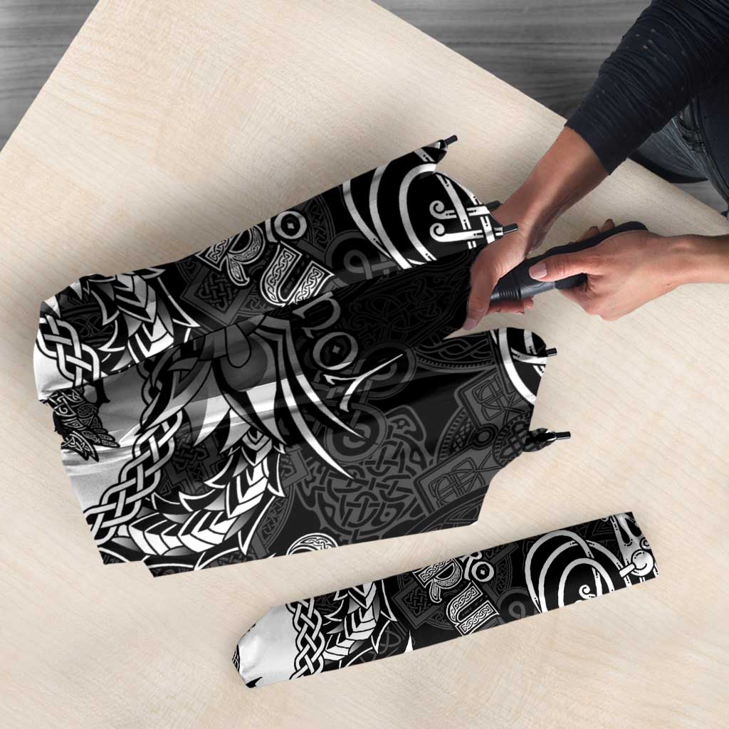 Personalized Pembrokeshire Sir Benfro Umbrella Black Puffin Celtic-inspired - Wonder Print Shop