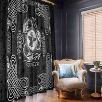 Personalized Pembrokeshire Sir Benfro Window Curtain Black Puffin Celtic-inspired - Wonder Print Shop