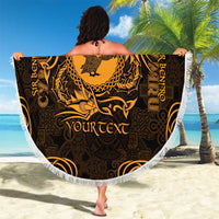 Personalized Pembrokeshire Sir Benfro Beach Blanket Gold Puffin Celtic-inspired - Wonder Print Shop