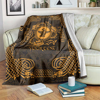 Personalized Pembrokeshire Sir Benfro Blanket Gold Puffin Celtic-inspired - Wonder Print Shop