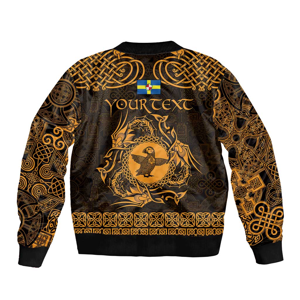 Personalized Pembrokeshire Sir Benfro Bomber Jacket Gold Puffin Celtic-inspired - Wonder Print Shop