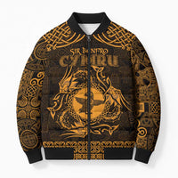 Personalized Pembrokeshire Sir Benfro Bomber Puffer Jacket Gold Puffin Celtic-inspired - Wonder Print Shop