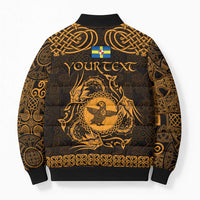 Personalized Pembrokeshire Sir Benfro Bomber Puffer Jacket Gold Puffin Celtic-inspired - Wonder Print Shop