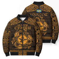 Personalized Pembrokeshire Sir Benfro Bomber Puffer Jacket Gold Puffin Celtic-inspired - Wonder Print Shop