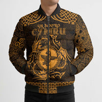 Personalized Pembrokeshire Sir Benfro Bomber Puffer Jacket Gold Puffin Celtic-inspired - Wonder Print Shop