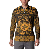 Personalized Pembrokeshire Sir Benfro Button Sweatshirt Gold Puffin Celtic-inspired - Wonder Print Shop