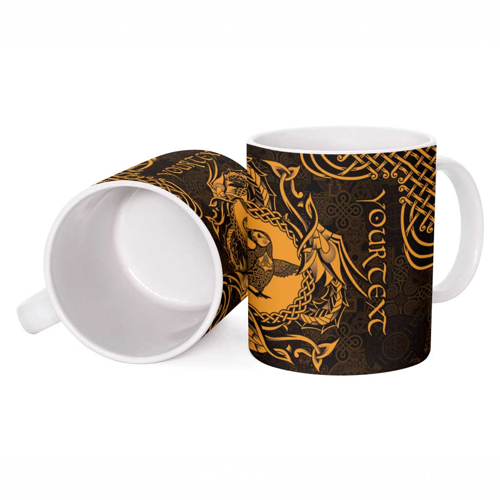 Personalized Pembrokeshire Sir Benfro Ceramic Mug Gold Puffin Celtic-inspired - Wonder Print Shop