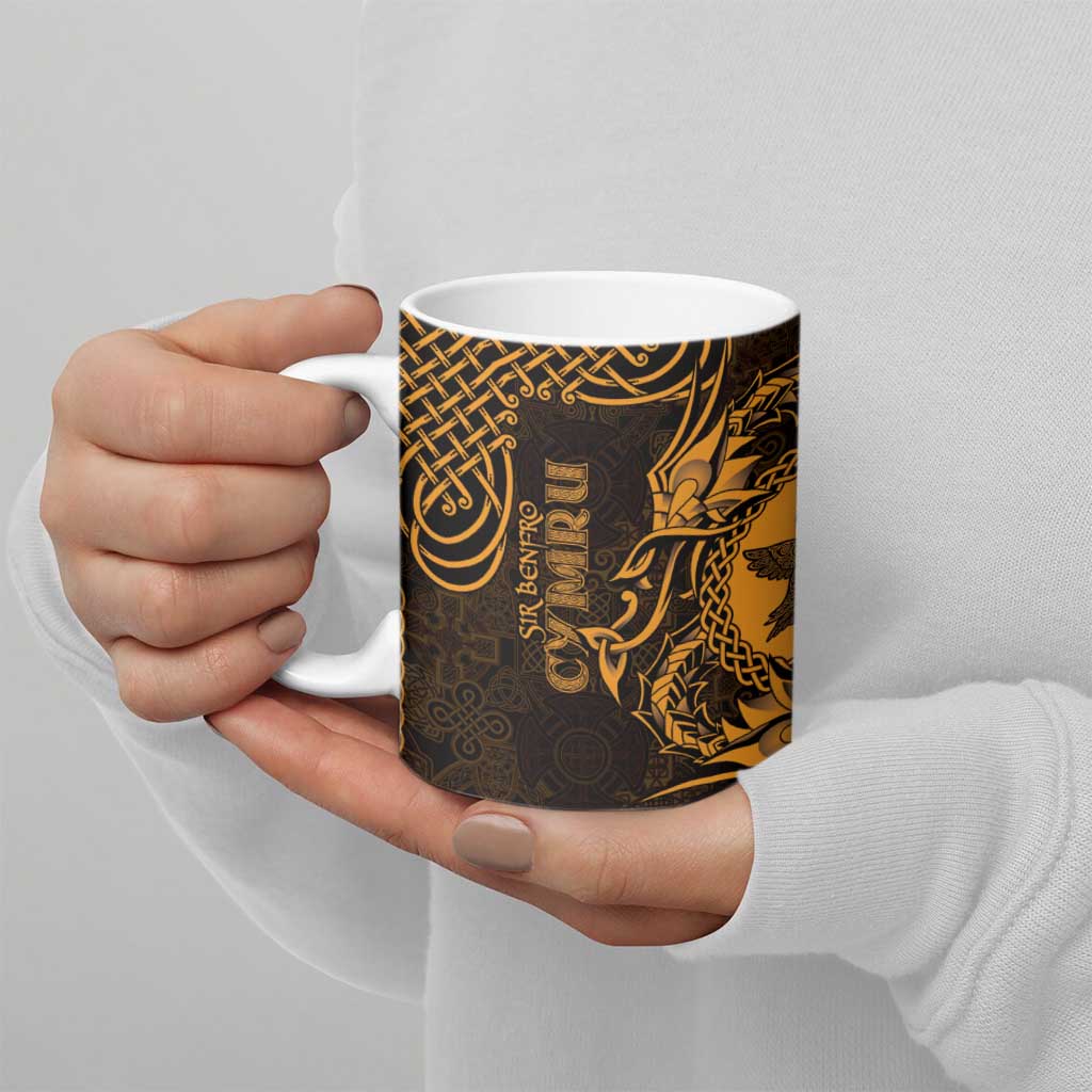 Personalized Pembrokeshire Sir Benfro Ceramic Mug Gold Puffin Celtic-inspired - Wonder Print Shop