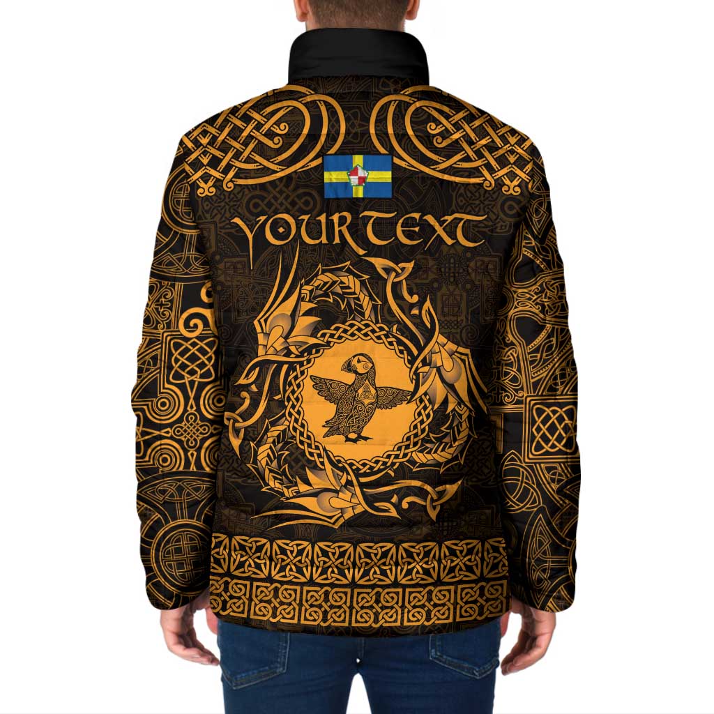 Personalized Pembrokeshire Sir Benfro Padded Jacket Gold Puffin Celtic-inspired - Wonder Print Shop