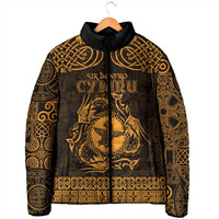 Personalized Pembrokeshire Sir Benfro Padded Jacket Gold Puffin Celtic-inspired - Wonder Print Shop