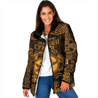 Personalized Pembrokeshire Sir Benfro Padded Jacket Gold Puffin Celtic-inspired - Wonder Print Shop