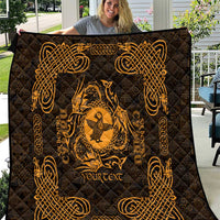 Personalized Pembrokeshire Sir Benfro Quilt Gold Puffin Celtic-inspired - Wonder Print Shop