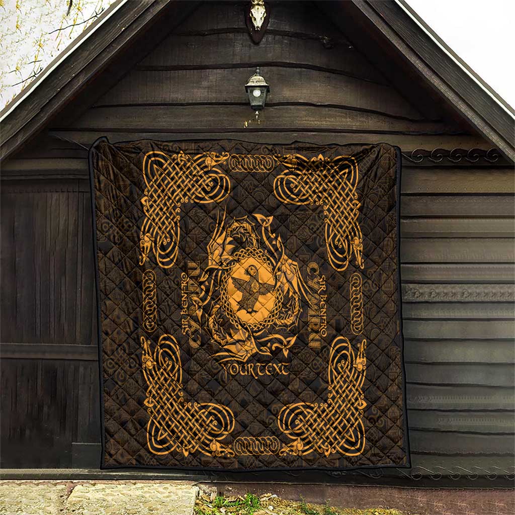 Personalized Pembrokeshire Sir Benfro Quilt Gold Puffin Celtic-inspired - Wonder Print Shop