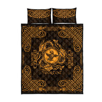Personalized Pembrokeshire Sir Benfro Quilt Bed Set Gold Puffin Celtic-inspired - Wonder Print Shop