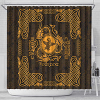Personalized Pembrokeshire Sir Benfro Shower Curtain Gold Puffin Celtic-inspired - Wonder Print Shop