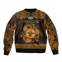 Personalized Pembrokeshire Sir Benfro Sleeve Zip Bomber Jacket Gold Puffin Celtic-inspired - Wonder Print Shop