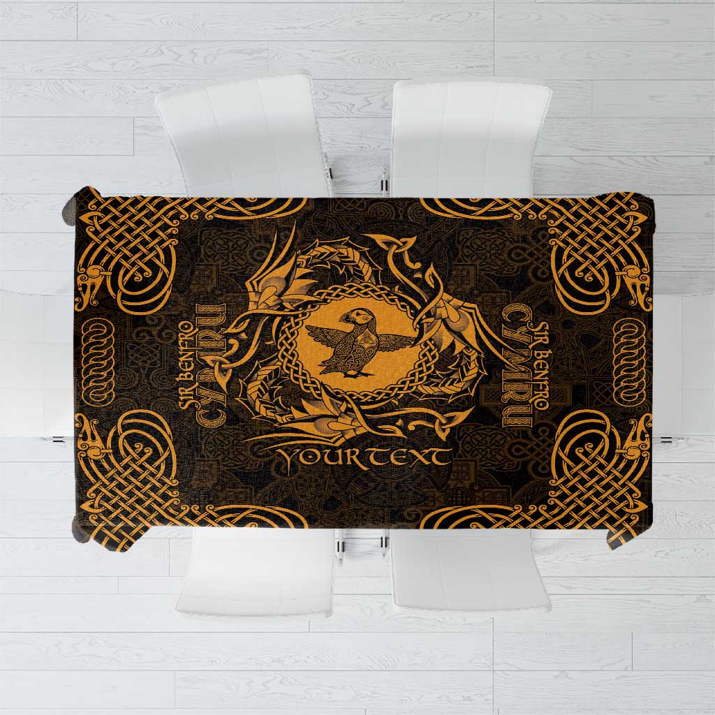 Personalized Pembrokeshire Sir Benfro Tablecloth Gold Puffin Celtic-inspired - Wonder Print Shop