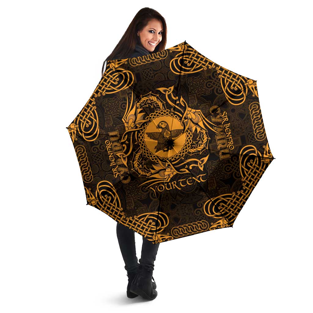Personalized Pembrokeshire Sir Benfro Umbrella Gold Puffin Celtic-inspired - Wonder Print Shop