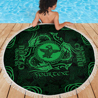 Personalized Pembrokeshire Sir Benfro Beach Blanket Green Puffin Celtic-inspired - Wonder Print Shop