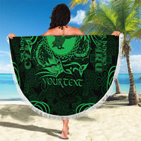 Personalized Pembrokeshire Sir Benfro Beach Blanket Green Puffin Celtic-inspired - Wonder Print Shop