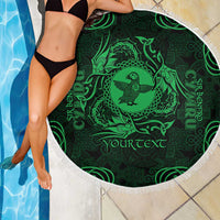Personalized Pembrokeshire Sir Benfro Beach Blanket Green Puffin Celtic-inspired - Wonder Print Shop
