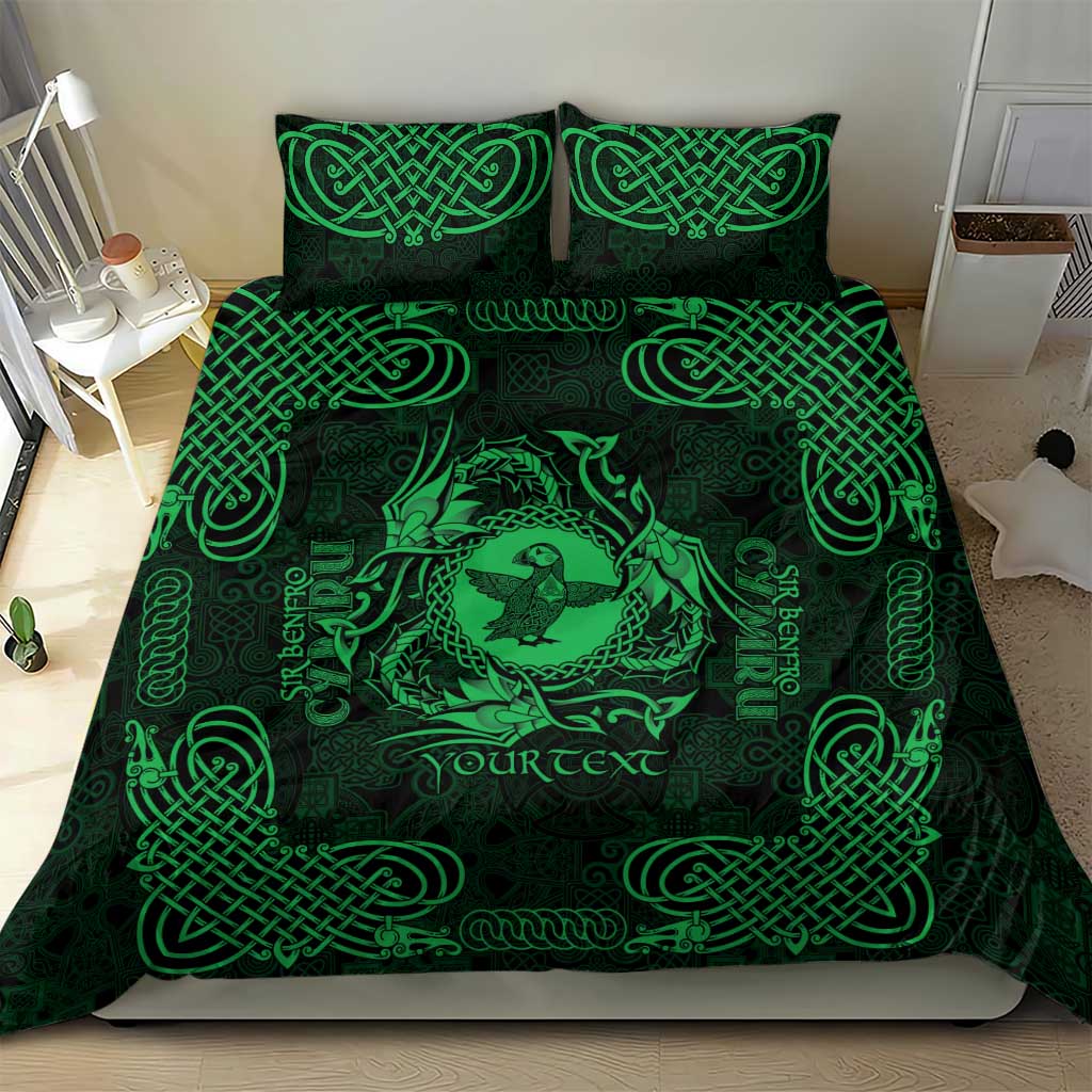 Personalized Pembrokeshire Sir Benfro Bedding Set Green Puffin Celtic-inspired - Wonder Print Shop