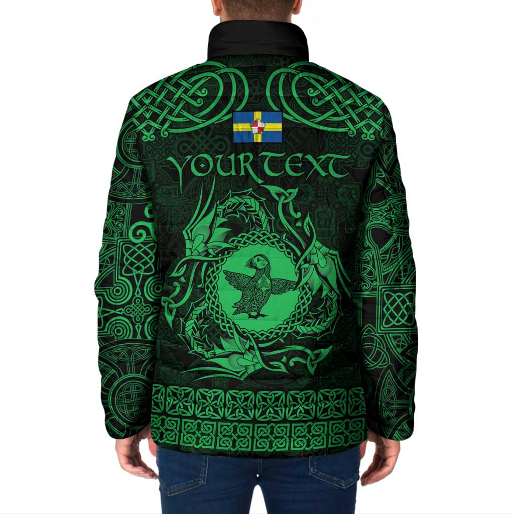 Personalized Pembrokeshire Sir Benfro Padded Jacket Green Puffin Celtic-inspired - Wonder Print Shop