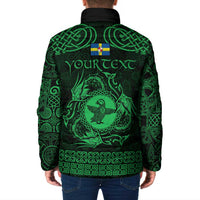 Personalized Pembrokeshire Sir Benfro Padded Jacket Green Puffin Celtic-inspired - Wonder Print Shop