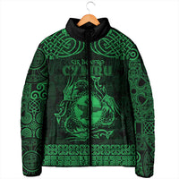 Personalized Pembrokeshire Sir Benfro Padded Jacket Green Puffin Celtic-inspired - Wonder Print Shop