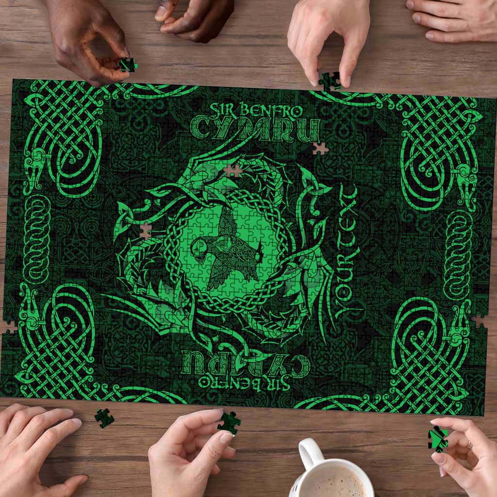 Personalized Pembrokeshire Sir Benfro Puzzle Green Puffin Celtic-inspired - Wonder Print Shop