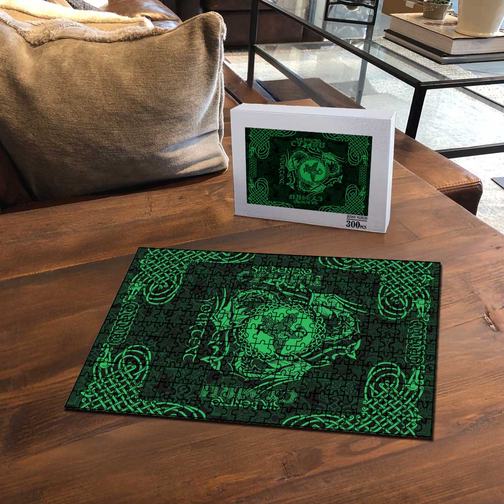 Personalized Pembrokeshire Sir Benfro Puzzle Green Puffin Celtic-inspired - Wonder Print Shop