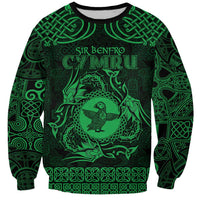 Personalized Pembrokeshire Sir Benfro Sweatshirt Green Puffin Celtic-inspired - Wonder Print Shop