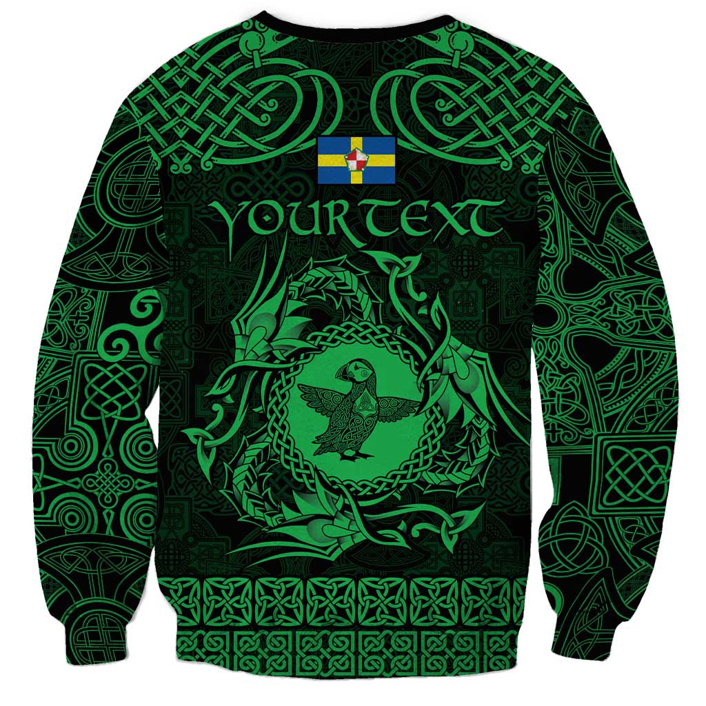 Personalized Pembrokeshire Sir Benfro Sweatshirt Green Puffin Celtic-inspired - Wonder Print Shop