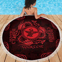 Personalized Pembrokeshire Sir Benfro Beach Blanket Red Puffin Celtic-inspired - Wonder Print Shop