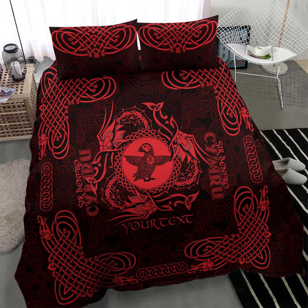 Personalized Pembrokeshire Sir Benfro Bedding Set Red Puffin Celtic-inspired - Wonder Print Shop