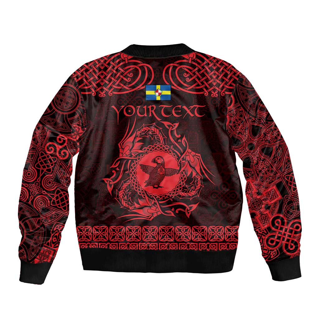 Personalized Pembrokeshire Sir Benfro Bomber Jacket Red Puffin Celtic-inspired - Wonder Print Shop