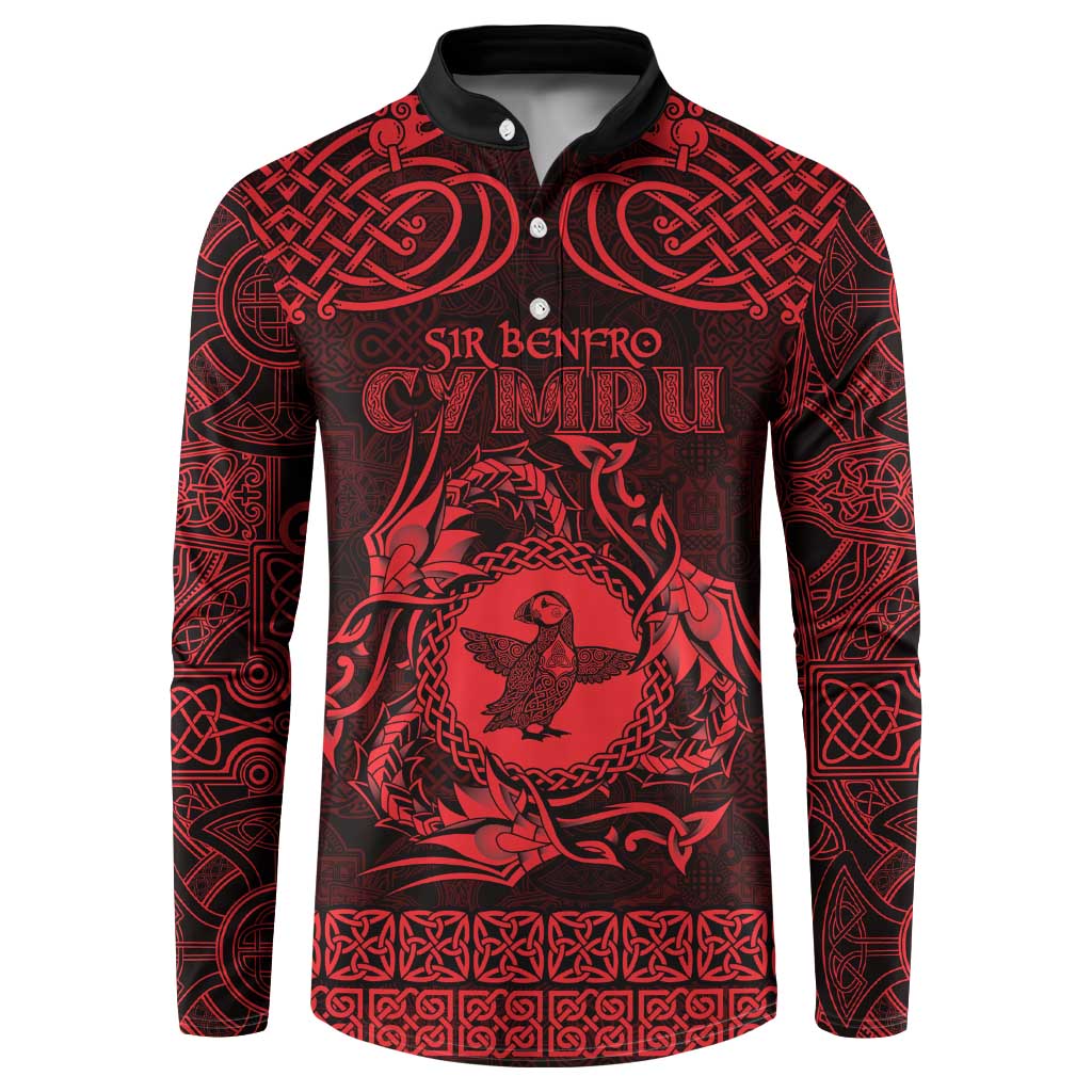 Personalized Pembrokeshire Sir Benfro Button Sweatshirt Red Puffin Celtic-inspired - Wonder Print Shop