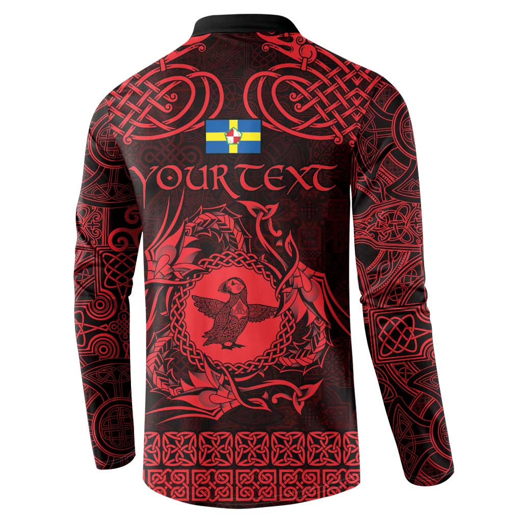Personalized Pembrokeshire Sir Benfro Button Sweatshirt Red Puffin Celtic-inspired - Wonder Print Shop