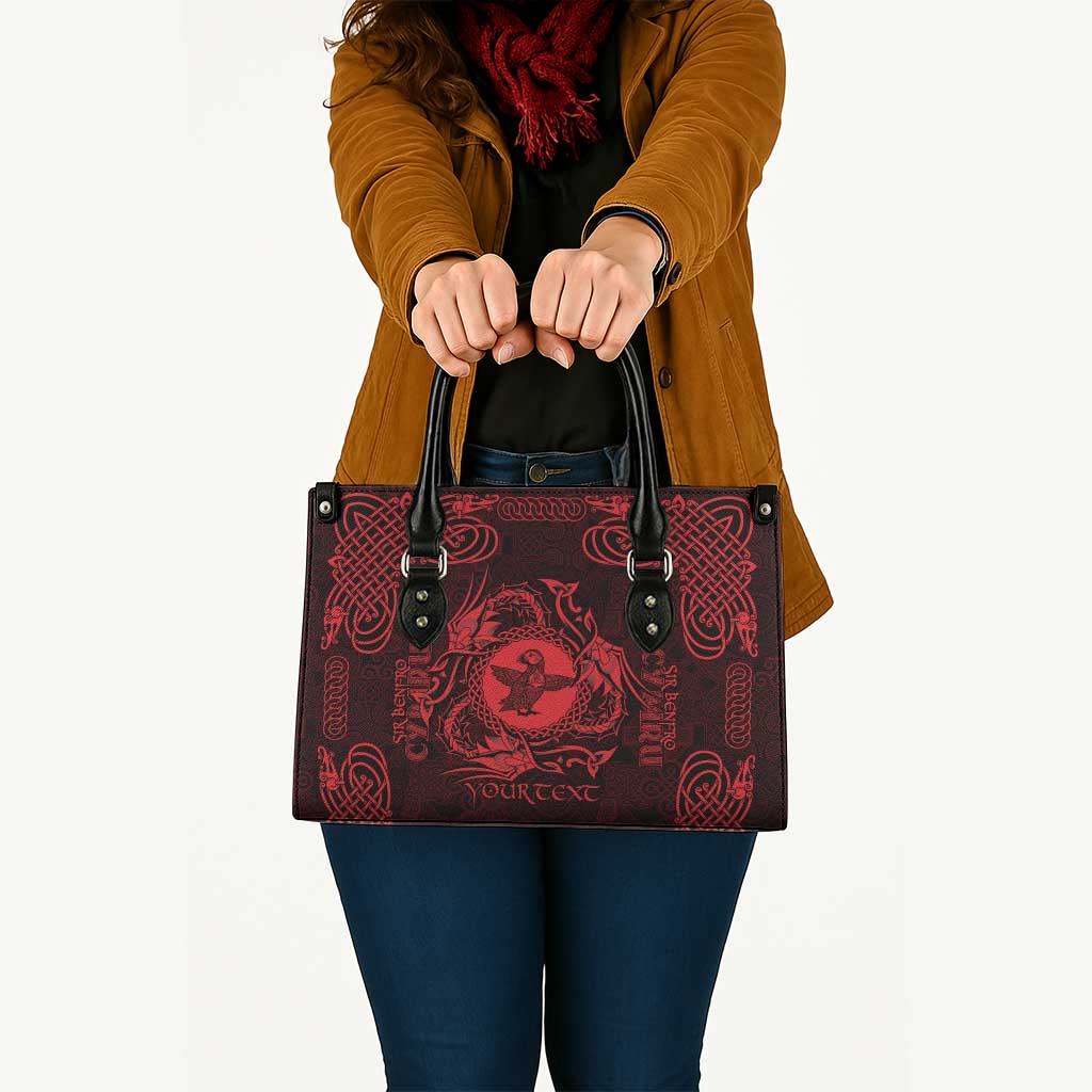 Personalized Pembrokeshire Sir Benfro Leather Bag Red Puffin Celtic-inspired - Wonder Print Shop