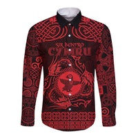 Personalized Pembrokeshire Sir Benfro Long Sleeve Button Shirt Red Puffin Celtic-inspired - Wonder Print Shop
