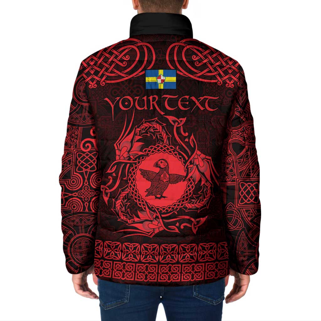 Personalized Pembrokeshire Sir Benfro Padded Jacket Red Puffin Celtic-inspired - Wonder Print Shop
