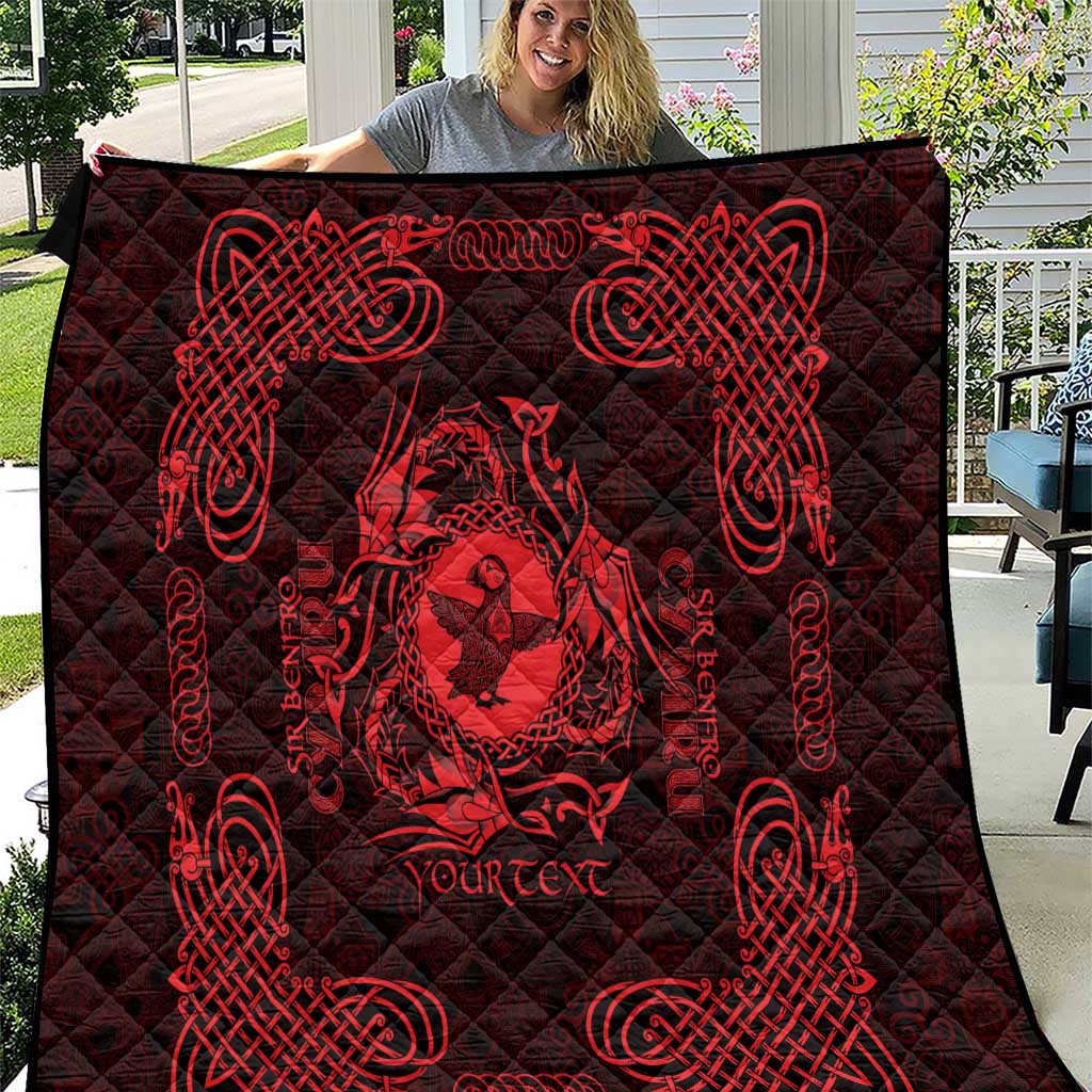 Personalized Pembrokeshire Sir Benfro Quilt Red Puffin Celtic-inspired - Wonder Print Shop