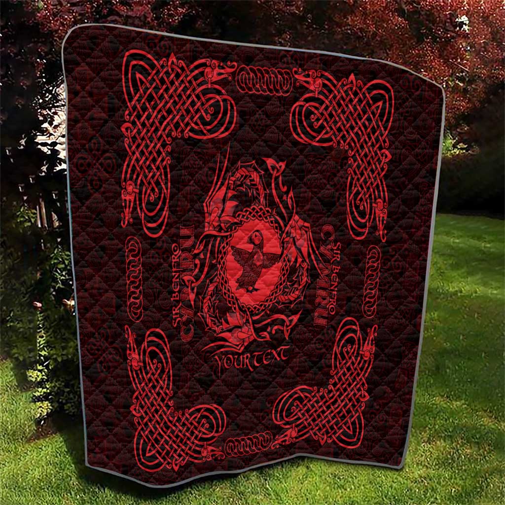 Personalized Pembrokeshire Sir Benfro Quilt Red Puffin Celtic-inspired - Wonder Print Shop